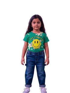 Kids Green 'Have a Good Day' Smiley Graphic Tee